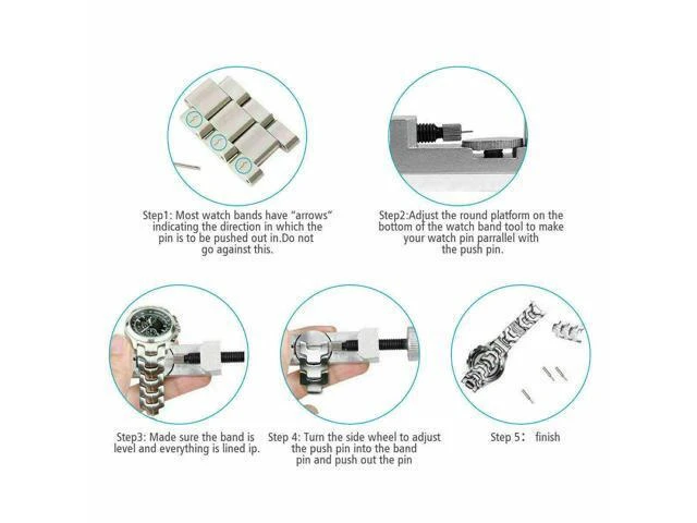 Alt view image 4 of 7 - Metal Adjustable Watch Band Strap Bracelet Link Pin Remover Repair Tool Kit US