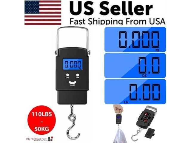 Alt view image 3 of 7 - Portable Fish Scale Travel LCD Digital Hanging Luggage Electronic 110lb / 50kg