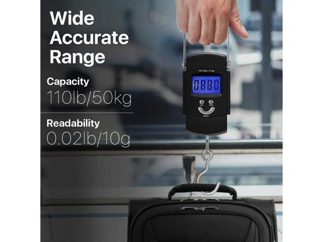 Alt view image 4 of 7 - Portable Fish Scale Travel LCD Digital Hanging Luggage Electronic 110lb / 50kg