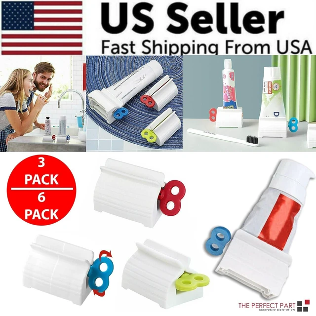 Alt view image 2 of 7 - 6x Toothpaste Squeezer Bathroom Tube Easy Stand Dispenser Rolling Holder Seat - 3 Pack