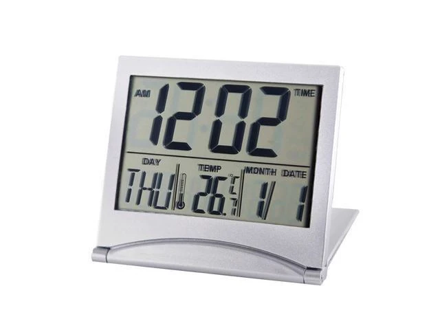 Alt view image 2 of 7 - Digital Travel Alarm Clock Foldable Temperature LCD Clock Compact Desk Timer New