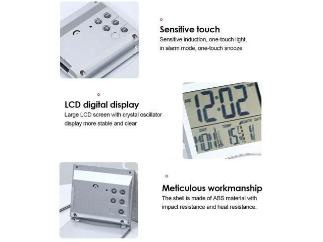 Alt view image 7 of 7 - Digital Travel Alarm Clock Foldable Temperature LCD Clock Compact Desk Timer New
