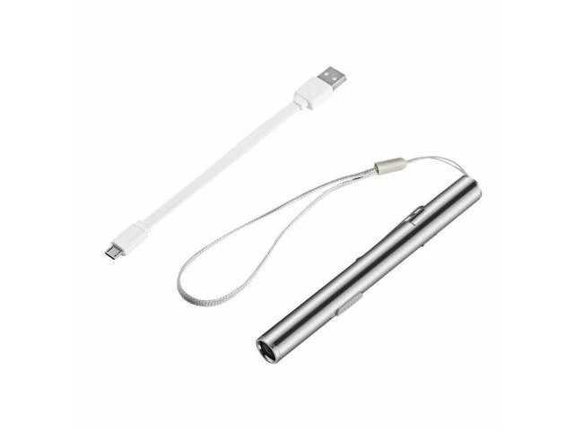 Alt view image 2 of 7 - 5" LED USB Rechargeable Mini Tactical Flashlight Stainless Steel Torch Pen Light