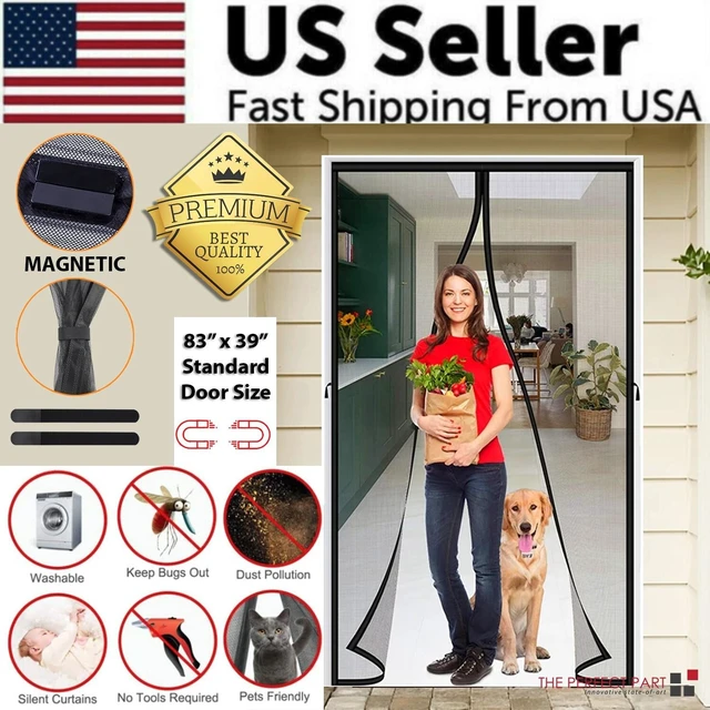 Alt view image 2 of 7 - Magnetic Screen Door Mesh Curtain Durable Heavy Duty Mosquito Net Bug Hands Free