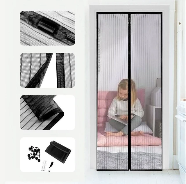 Alt view image 7 of 7 - Magnetic Screen Door Mesh Curtain Durable Heavy Duty Mosquito Net Bug Hands Free
