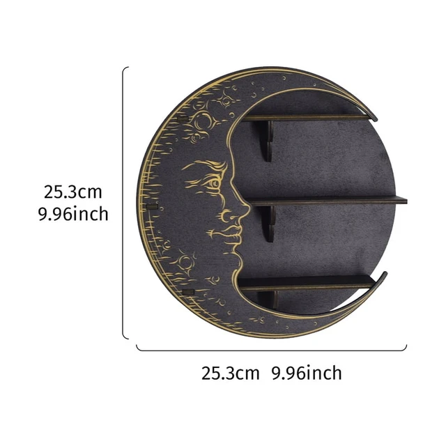 Alt view image 4 of 4 - 1PC, Ramadan () simple wooden circular moon decorative nail wall display rack, DIY assembled Floating Shelf/Shelves