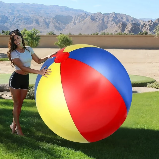 Alt view image 4 of 4 - 1pc Inflatable Giant Colored Ball PVC Material Summer Water Game Ball Pool Beach Party Multiplayer Throwing Game