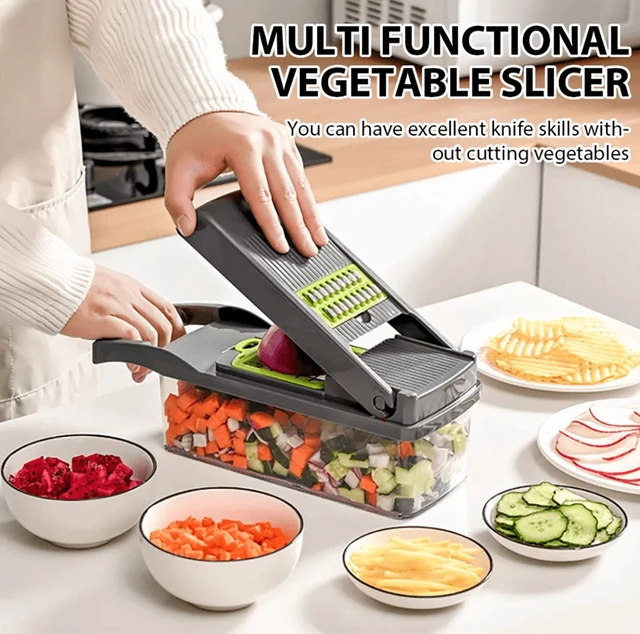 Alt view image 4 of 4 - Versatile Compact Veggie Chopper Vegetable Slicer Shredder, Potato Radish Grater, Fruit Vegetable Domestic Food Processing Tool