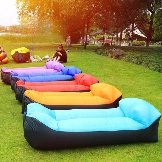 Alt view image 2 of 4 - Outdoor Portable Inflatable Sofa Inflatable Outdoor Air Sun Inflatable Lounger Blow Up Chair Bag Banana Camping Air Bed Beanbag