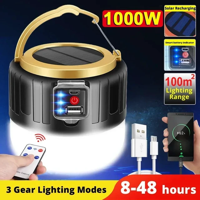 Alt view image 2 of 4 - Portable Camping Light Power Bank LED Camping Lanterns With Remote Control Waterproof Outdoor Tent Light Rechargeable Flashlight