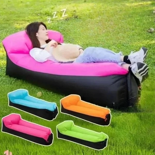Alt view image 3 of 4 - Outdoor Portable Inflatable Sofa Inflatable Outdoor Air Sun Inflatable Lounger Blow Up Chair Bag Banana Camping Air Bed Beanbag