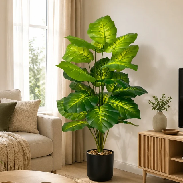 Alt view image 2 of 4 - 85cm Artificial Pothos Plants Tree with Black Pot Fake Plant for Home Living Room Office Entrance Door Outdoor Balcony Decor