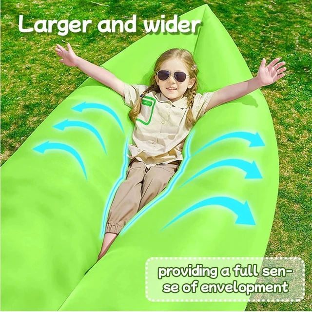 Alt view image 4 of 4 - Multi Colored Single Lazy Inflatable Sofa Portable Outdoor Beach Air Sofa Bed Folding Camping Sleeping Bag for Comfortable Rest