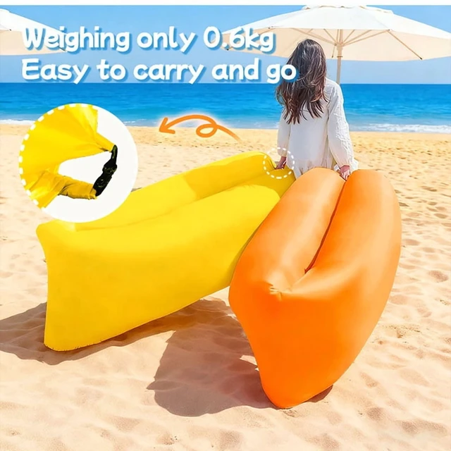 Alt view image 3 of 4 - Multi Colored Single Lazy Inflatable Sofa Portable Outdoor Beach Air Sofa Bed Folding Camping Sleeping Bag for Comfortable Rest