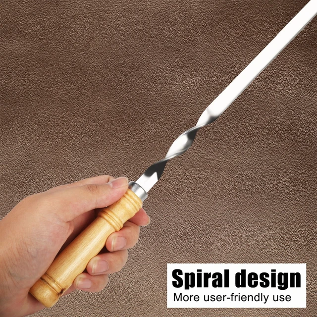 Alt view image 4 of 7 - Outdoor Stainless Steel Grill Stick, Wooden Shish Kebab, Barbecue Modules, Grill Stick, Long Handle, 6 Pieces, 55cm, 21.65 inches