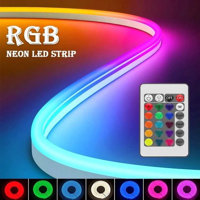 Alt view image 2 of 7 - USB LED Neon Rope Lights, RGB Led Strip Lights with Remote, Color Changing Flexible Led Light Strip, Gaming 5V Neon Lights