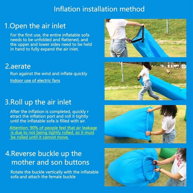 Alt view image 4 of 4 - Inflatable Air Sofa Portable Fast-Inflate Waterproof Lounger for Beach Camping Pool Travel