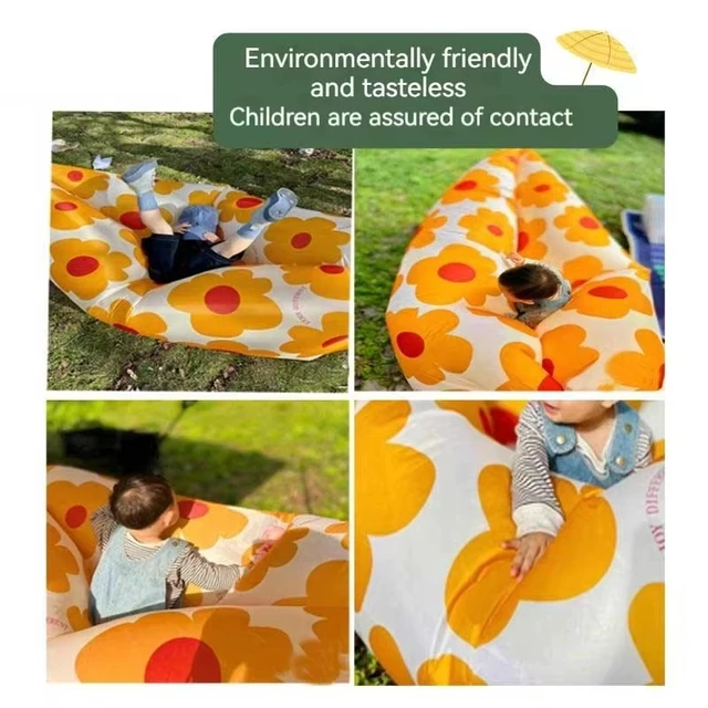 Alt view image 4 of 7 - New Sunflower Lazy Inflatable Sofa Outdoor Beach Lazy Sleeping Bag Inflatable Bed Portable Air Sofa Portable Camping Activities