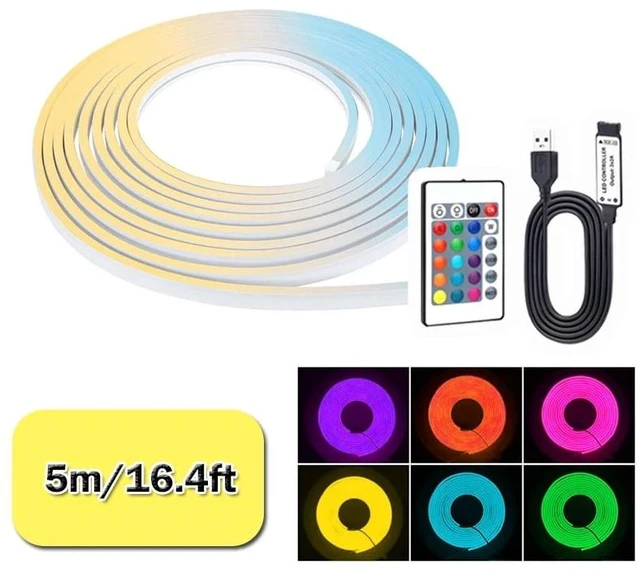 Main image of USB LED Neon Rope Lights, RGB Led Strip Lights with Remote, Color Changing Flexible Led Light Strip, Gaming 5V Neon Lights