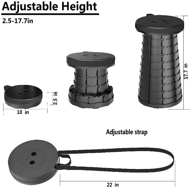 Alt view image 4 of 4 - Telescopic Foldable Portable Stool Heavy Duty Collapsible Chair For Fishing Camping Hiking Travel Subway Queue Outdoor Rest