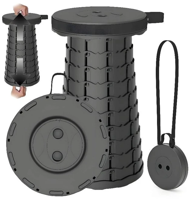 Alt view image 3 of 4 - Telescopic Foldable Portable Stool Heavy Duty Collapsible Chair For Fishing Camping Hiking Travel Subway Queue Outdoor Rest