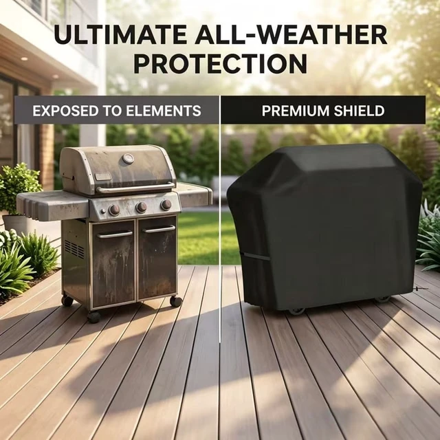 Alt view image 3 of 4 - 22-72 Inch BBQ Cover Waterproof Anti-UV, Fade Resistant Grill Cover with Hook-and-Loop Straps, Fits Most Gas Grills
