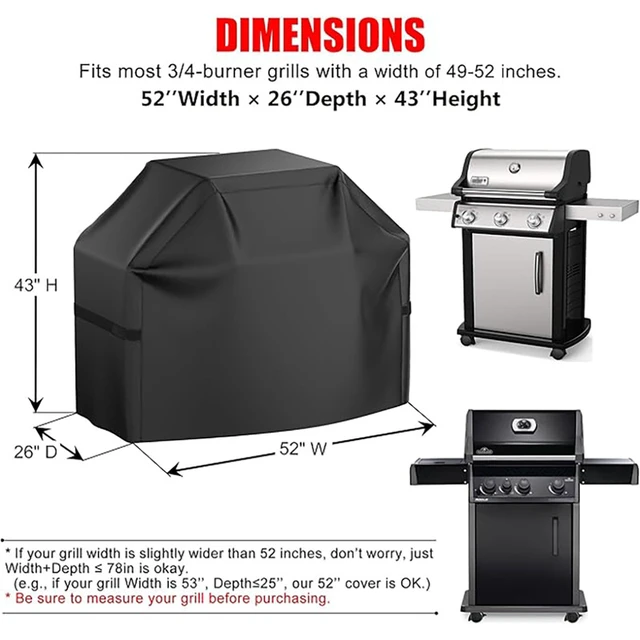 Alt view image 4 of 4 - 22-72 Inch BBQ Cover Waterproof Anti-UV, Fade Resistant Grill Cover with Hook-and-Loop Straps, Fits Most Gas Grills