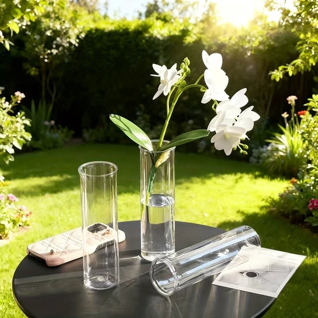 Alt view image 3 of 4 - 2pcs Transparent Plastic Cylinder Vase Plastic Flower Vase for Parties Home Decor Weddings & Baby Showers Party Decor Christmas