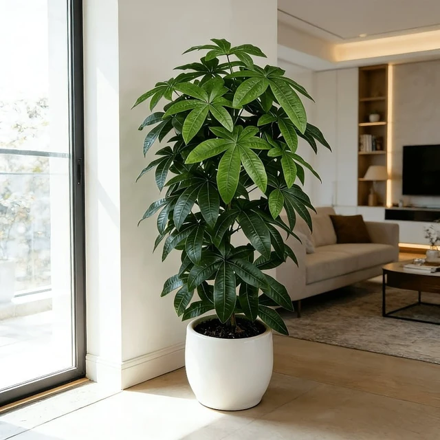Alt view image 3 of 4 - An Artificial Money Tree Pachira Aquatica with Its Scientific Money Tree Peace Tree Features Green Branches and Vibrant Leaves
