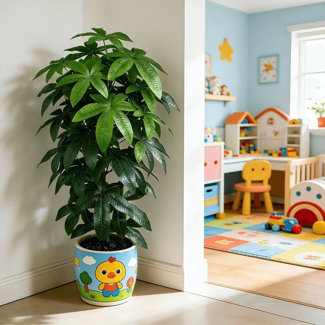 Alt view image 4 of 4 - An Artificial Money Tree Pachira Aquatica with Its Scientific Money Tree Peace Tree Features Green Branches and Vibrant Leaves