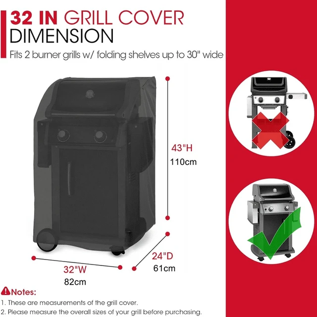 Alt view image 3 of 4 - 32 inch Small Gas Grill Cover for Outdoor BBQ Grill, Waterproof, Weather Resistant, UV & Fade Resistant