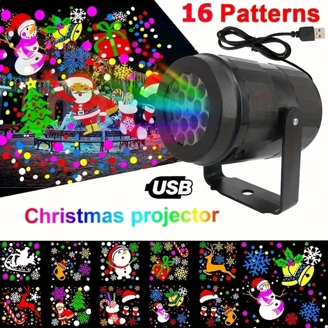 Alt view image 4 of 4 - 1pc Snowflake Christmas Laser Projector Light,16 patterns Waterproof Rotating Christmas LED Stage Lights Christmas Decoration