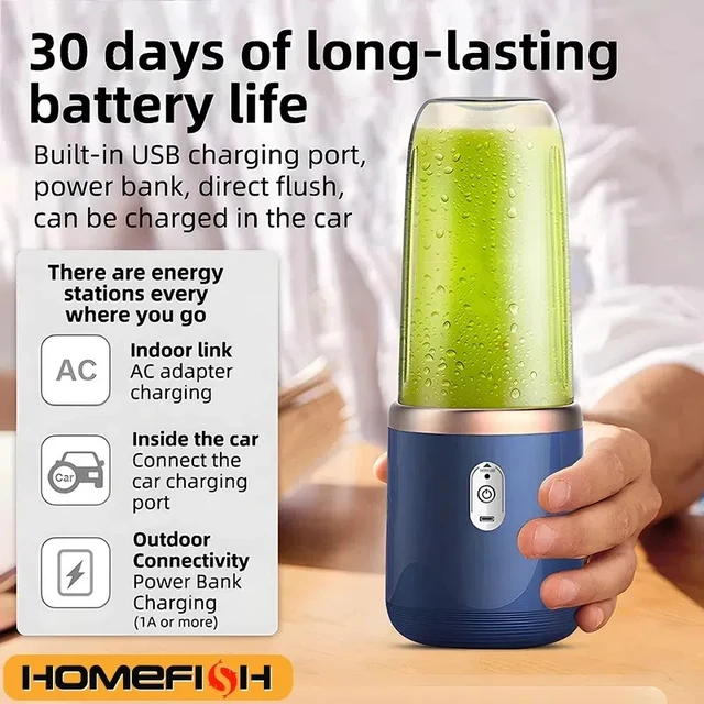 Alt view image 4 of 4 - Portable Blender Bottle Electric 6 Blades Multifunction Juice Blender Fresh Juice Smoothie Blender Ice CrushCup Food Processor
