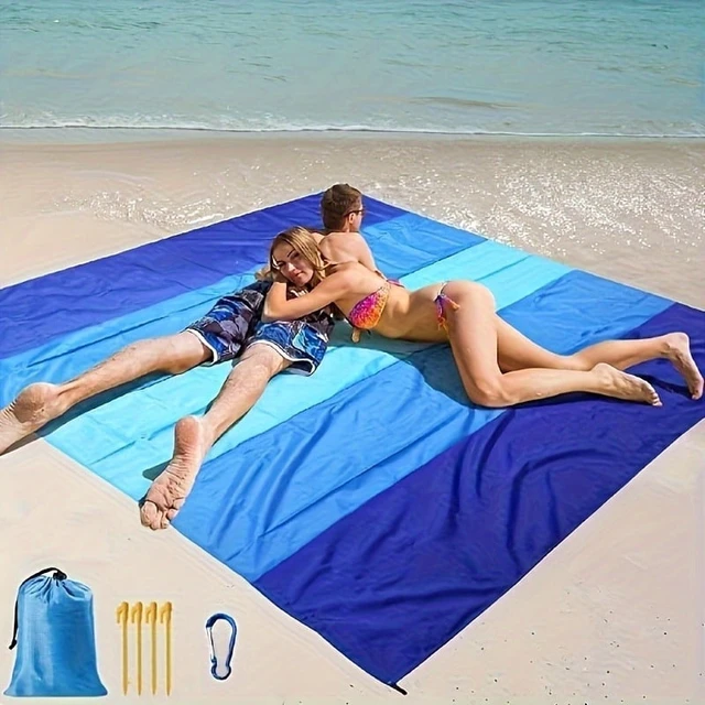 Alt view image 2 of 7 - Waterproof and sand-proof beach mat, suitable for 3 adults - Outdoor picnic mat, suitable for travel, camping and hiking.
