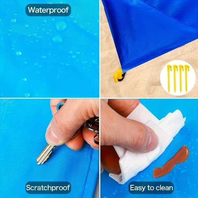 Alt view image 3 of 7 - Waterproof and sand-proof beach mat, suitable for 3 adults - Outdoor picnic mat, suitable for travel, camping and hiking.