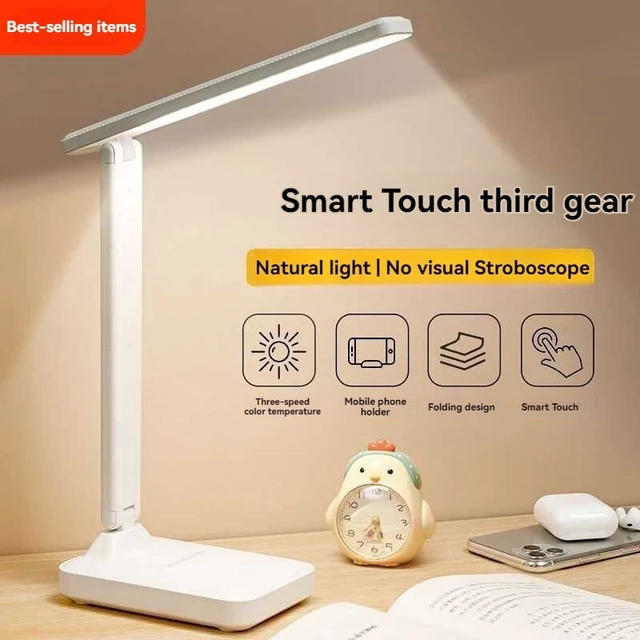 Alt view image 2 of 6 - USB Powered Foldable LED Desk Lamp, 3-Level Dimmable Cool White, Fixed Angle Eye-Caring Light for Office Study Reading