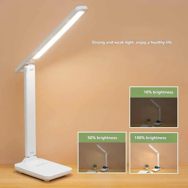 Alt view image 3 of 6 - USB Powered Foldable LED Desk Lamp, 3-Level Dimmable Cool White, Fixed Angle Eye-Caring Light for Office Study Reading