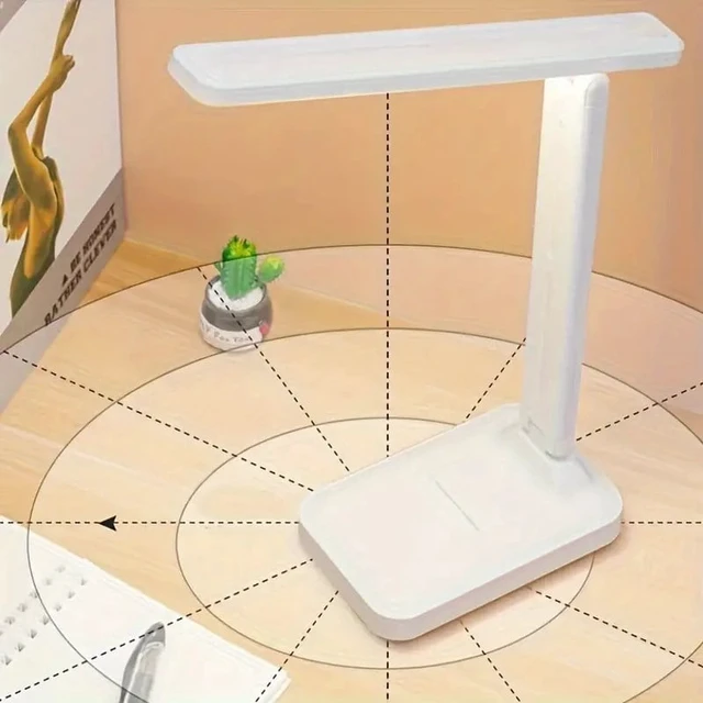 Alt view image 4 of 6 - USB Powered Foldable LED Desk Lamp, 3-Level Dimmable Cool White, Fixed Angle Eye-Caring Light for Office Study Reading