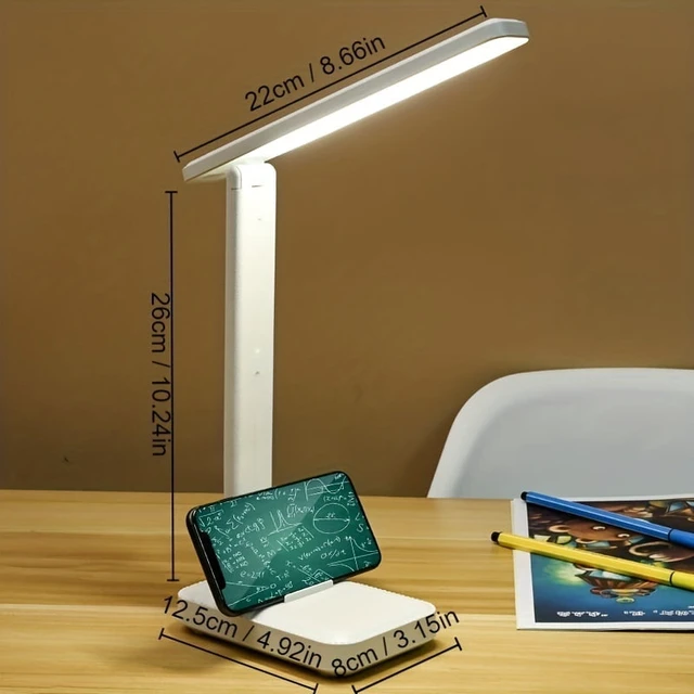 Alt view image 6 of 6 - USB Powered Foldable LED Desk Lamp, 3-Level Dimmable Cool White, Fixed Angle Eye-Caring Light for Office Study Reading