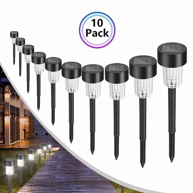 Alt view image 3 of 7 - 10-Pack Solar Outdoor Lights LED Solar Garden Light Waterproof Landscape Lighting Pathway Lights Decor for Walkway Lawn Patio Yard