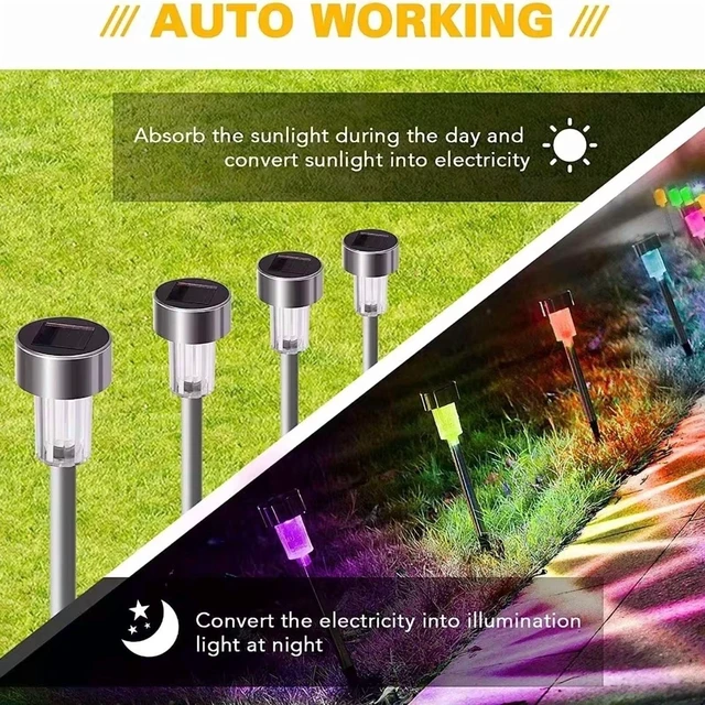 Alt view image 6 of 7 - 10-Pack Solar Outdoor Lights LED Solar Garden Light Waterproof Landscape Lighting Pathway Lights Decor for Walkway Lawn Patio Yard