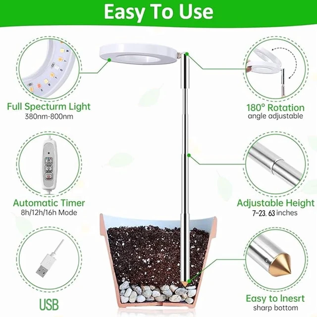 Alt view image 6 of 7 - Full Spectrum Plant Lamp USB Grow Light LED Growth Light Phyto Lamp Flower Seedling Hydroponic Lighting Grow Lamp Phyto Lamp