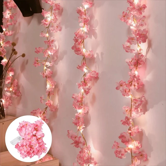 Main image of 2M 20LEDs Cherry Blossom String Light Garland Artificial Flower Vines Fairy Lights for Bedroom Wedding Party Holiday Decoration