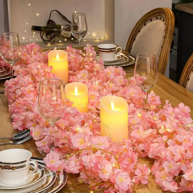 Alt view image 7 of 7 - 2M 20LEDs Cherry Blossom String Light Garland Artificial Flower Vines Fairy Lights for Bedroom Wedding Party Holiday Decoration
