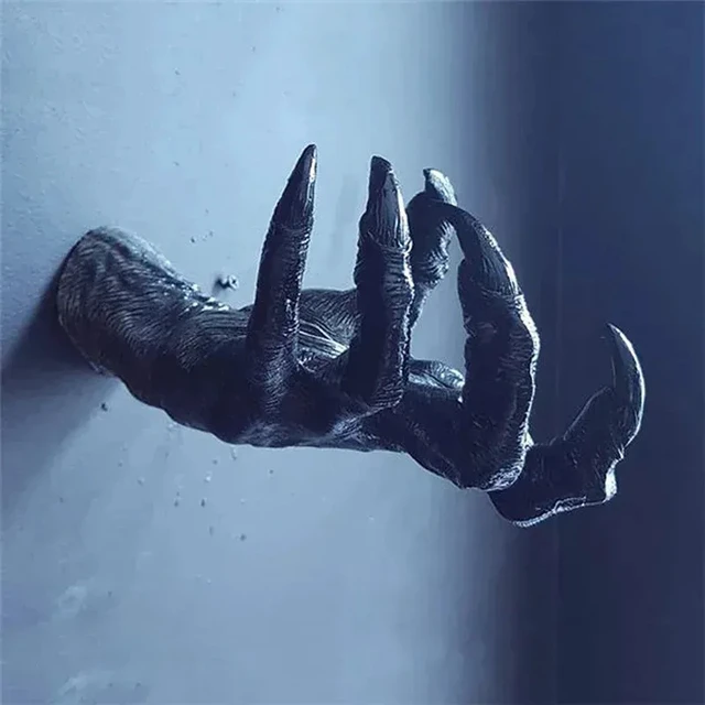 Alt view image 2 of 7 - Gothic Witch's Hand Statues - Creative Resin Ornament, Aesthetic Wall Keys Hanging Rack, Bag Hangers, Wall Art Sculptures