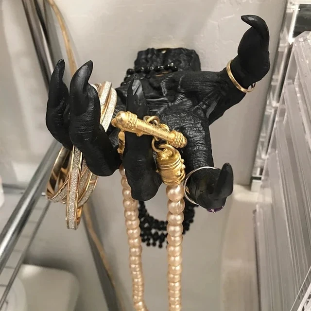 Alt view image 4 of 7 - Gothic Witch's Hand Statues - Creative Resin Ornament, Aesthetic Wall Keys Hanging Rack, Bag Hangers, Wall Art Sculptures