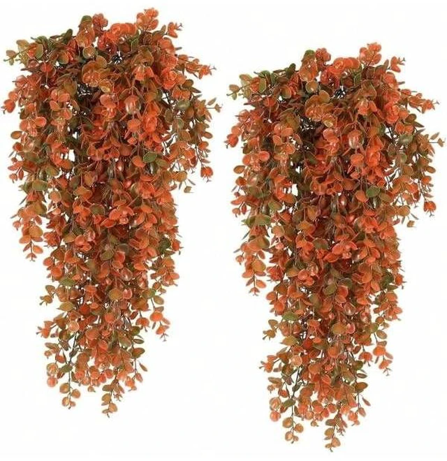Main image of Artificial Hanging Plants Faux Eucalyptus Leaf Greenery Vine Outdoor UV Resistant Plastic Plants for DIY Home Wedding Decoration