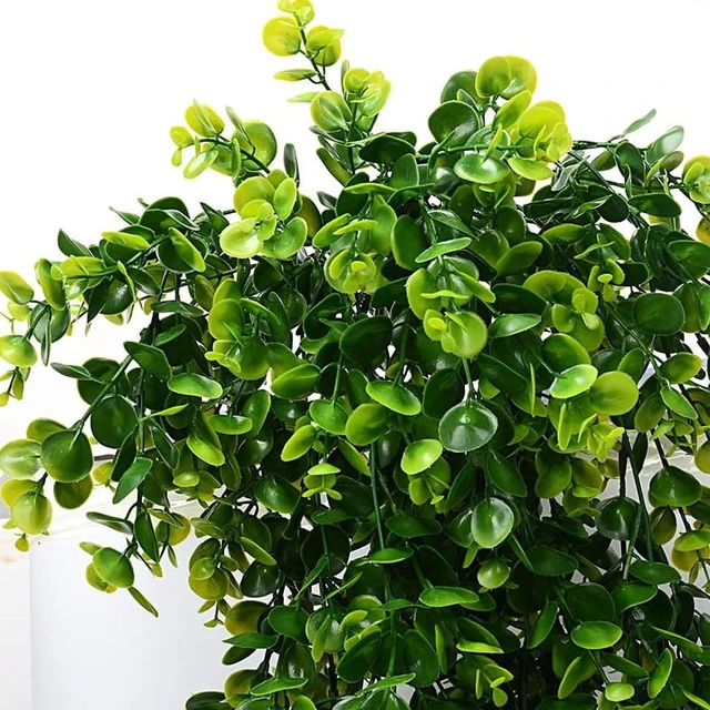 Alt view image 5 of 7 - Artificial Hanging Plants Faux Eucalyptus Leaf Greenery Vine Outdoor UV Resistant Plastic Plants for DIY Home Wedding Decoration