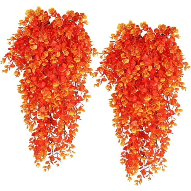 Alt view image 6 of 7 - Artificial Hanging Plants Faux Eucalyptus Leaf Greenery Vine Outdoor UV Resistant Plastic Plants for DIY Home Wedding Decoration