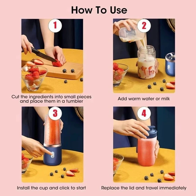 Alt view image 6 of 7 - Portable Fruit Juice Blenders Summer Personal Electric Mini Bottle Home USB 6 Blades Juicer Cup Machine For Kitchen
